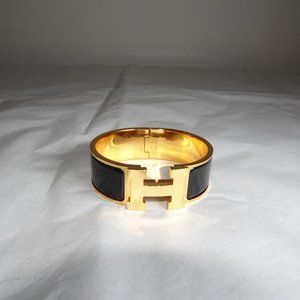 Hermes Clic Clac H Enamel Bracelet Black